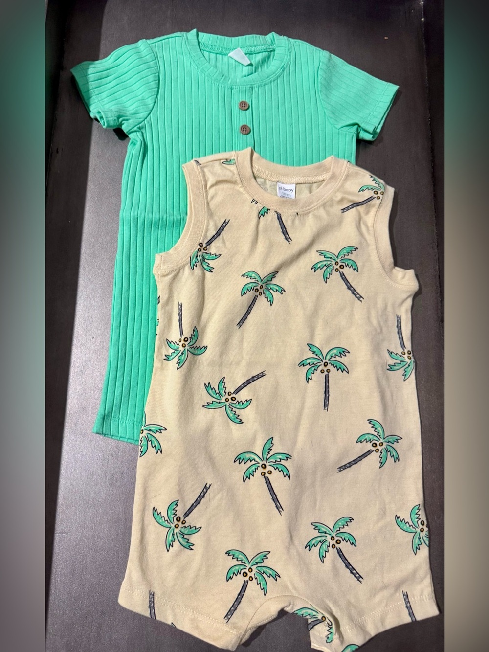 2 Sleeveless Short Rompers
